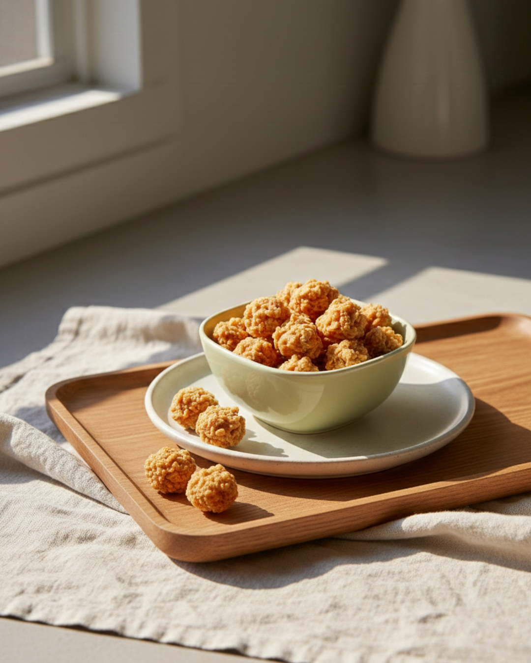 Chicken Popcorn: Bite-sized dehydrated chicken treats